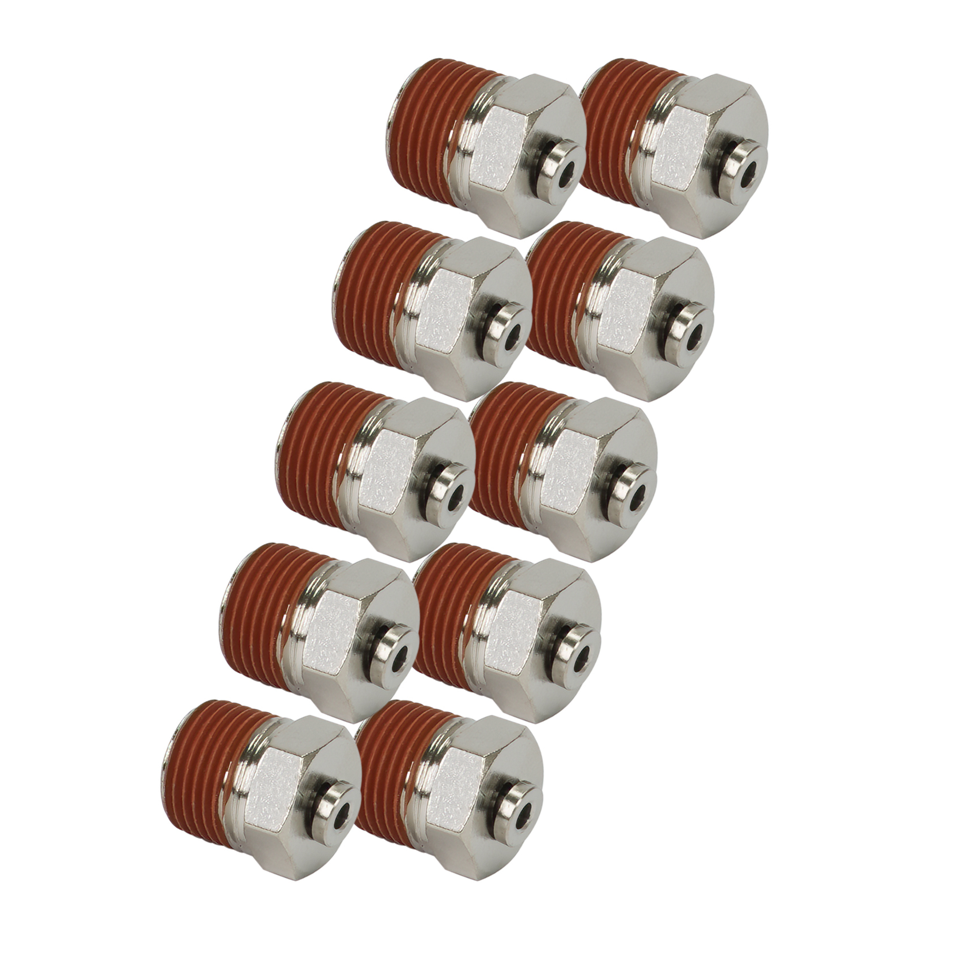 Viair Airline Straight PTC Fitting - 3/8in. NPT, Nickel-Plated Brass, 200 PSI, Model# 11874-BP